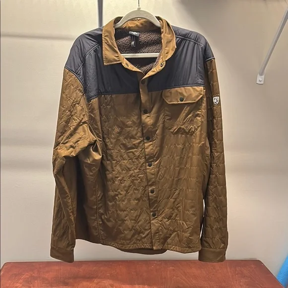 Men's Brown and Black Quilted Jacket - Picture 1 of 7